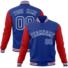 Royal White Raglan Varsity Full-Snap Letterman Jacket