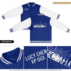 Royal White Raglan Varsity Full-Snap Letterman Jacket 7