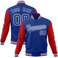 Royal White Raglan Varsity Full-Snap Letterman Jacket 1