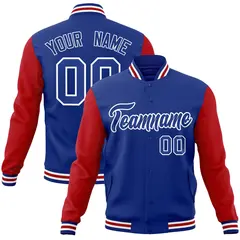 Royal White Raglan Varsity Full-Snap Letterman Jacket