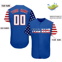 Royal White-Red American Flag Baseball Jersey 2