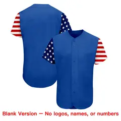 Royal White-Red American Flag Baseball Jersey 8