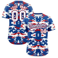 Royal White Red Camo Authentic Baseball Jersey