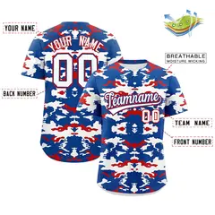 Royal White Red Camo Authentic Baseball Jersey 2
