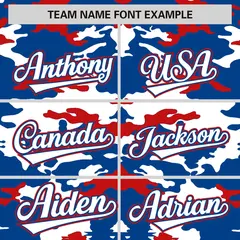Royal White Red Camo Authentic Baseball Jersey 3