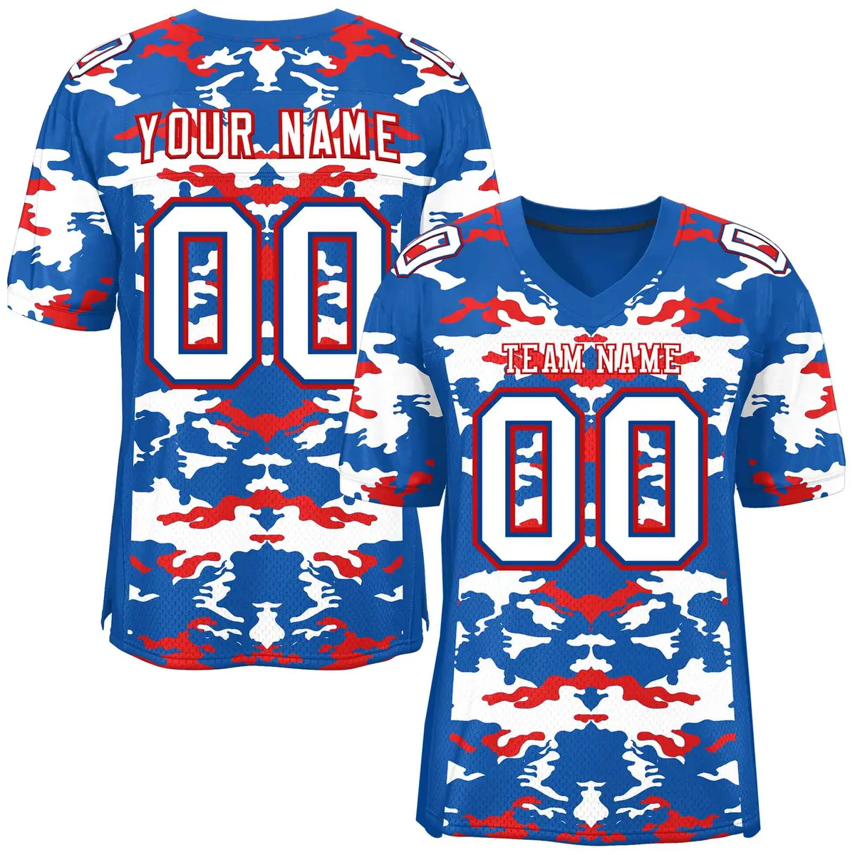 Royal White-Red Camo Authentic Football Jersey