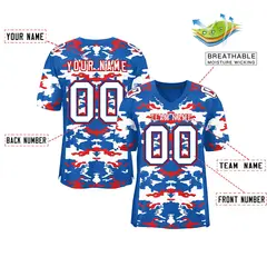 Royal White-Red Camo Authentic Football Jersey 2