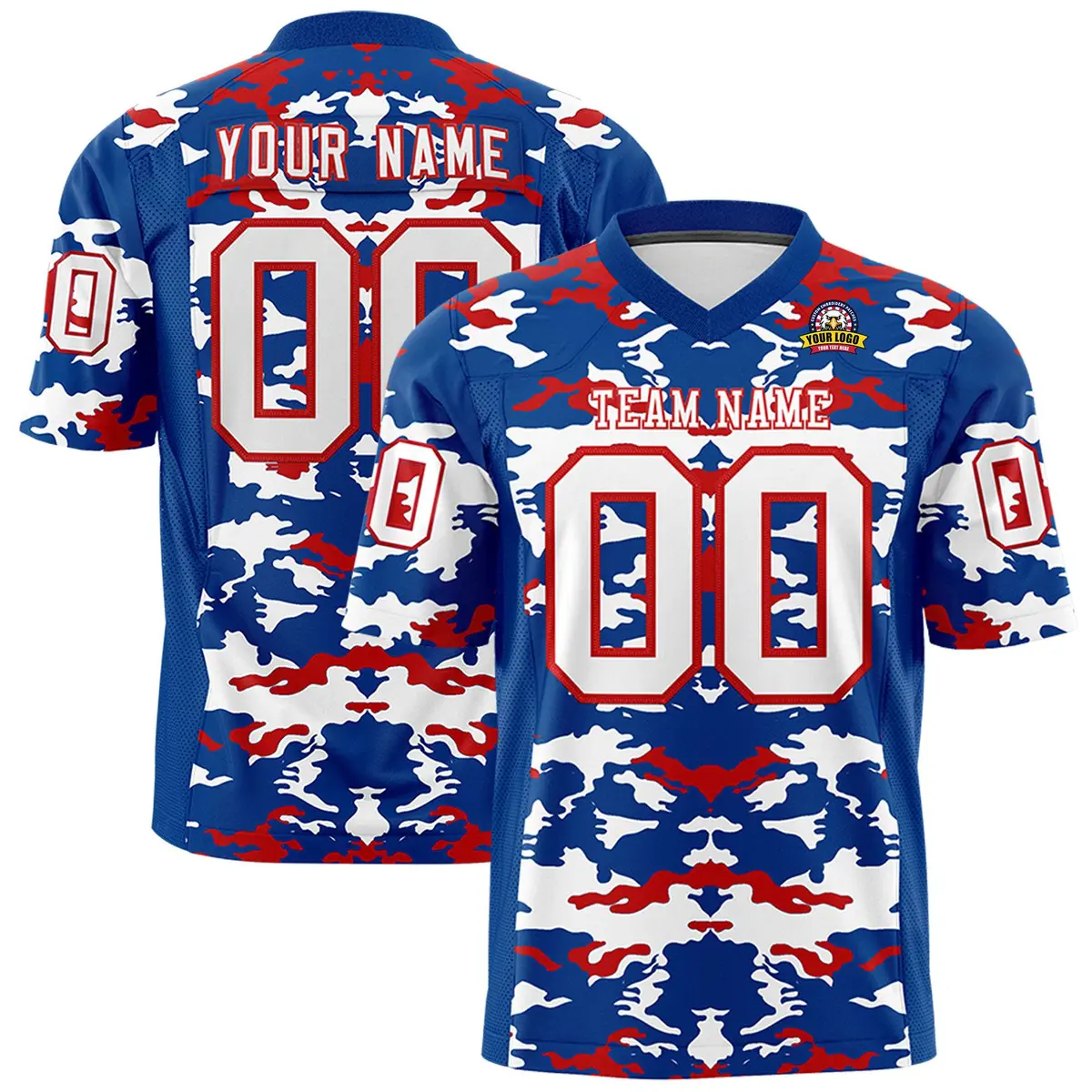Royal White-Red Camo Authentic Football Jersey