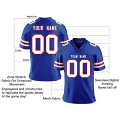 Royal White-Red Classic Mesh Authentic Football Jersey 2