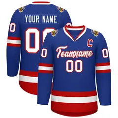 Royal White-Red Classic Style Hockey Jersey