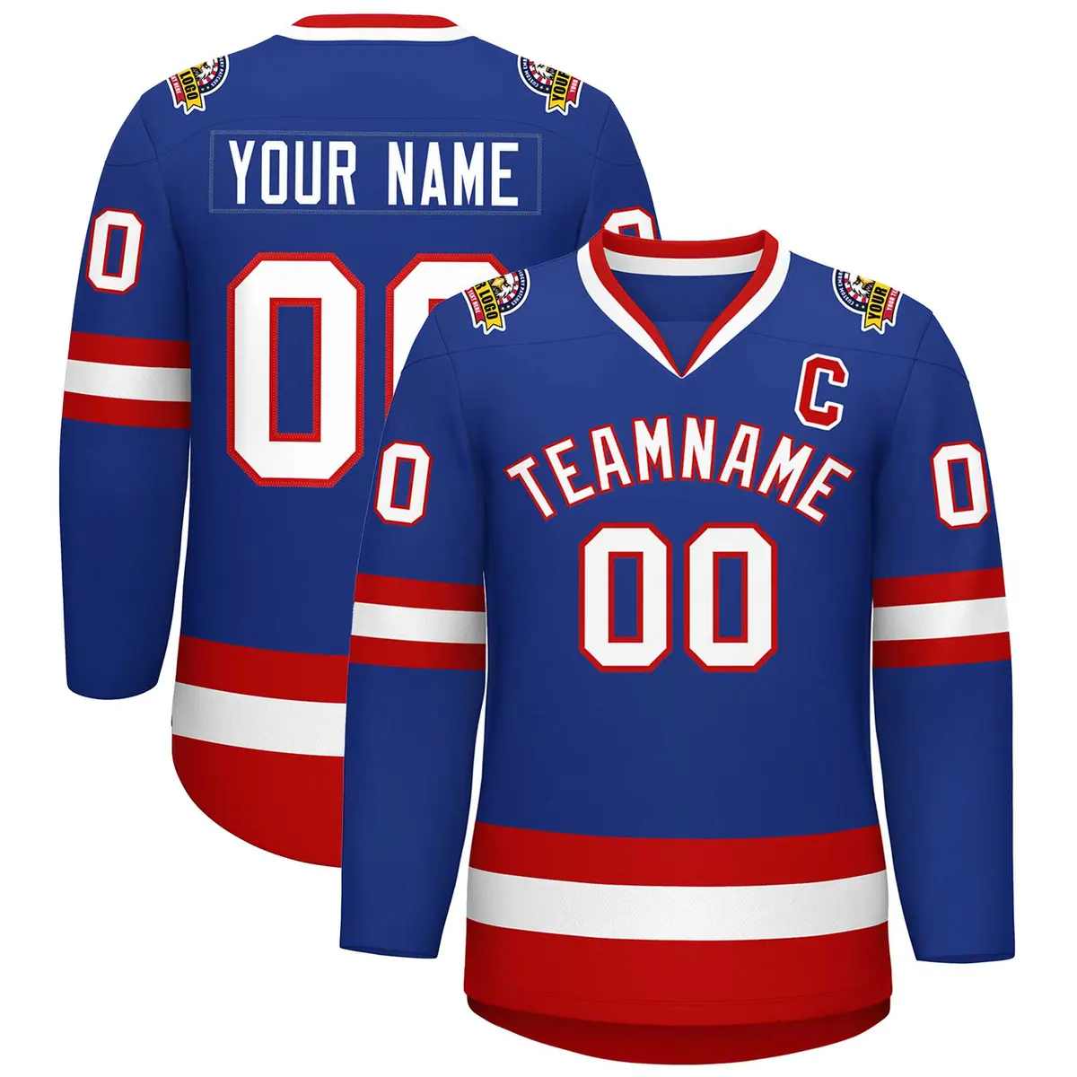 Royal White-Red Classic Style Hockey Jersey