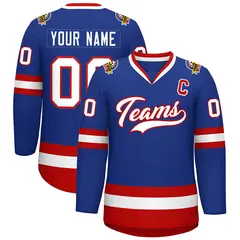 Royal White-Red Classic Style Hockey Jersey