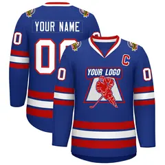 Royal White-Red Classic Style Hockey Jersey 1