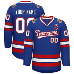 Royal White-Red Classic Style Hockey Jersey 1