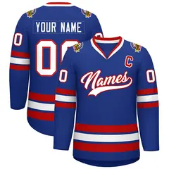 Royal White-Red Classic Style Hockey Jersey 1