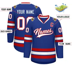 Royal White-Red Classic Style Hockey Jersey 2