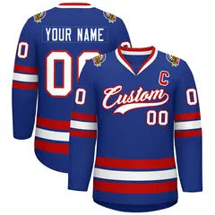 Royal White-Red Classic Style Hockey Jersey 1