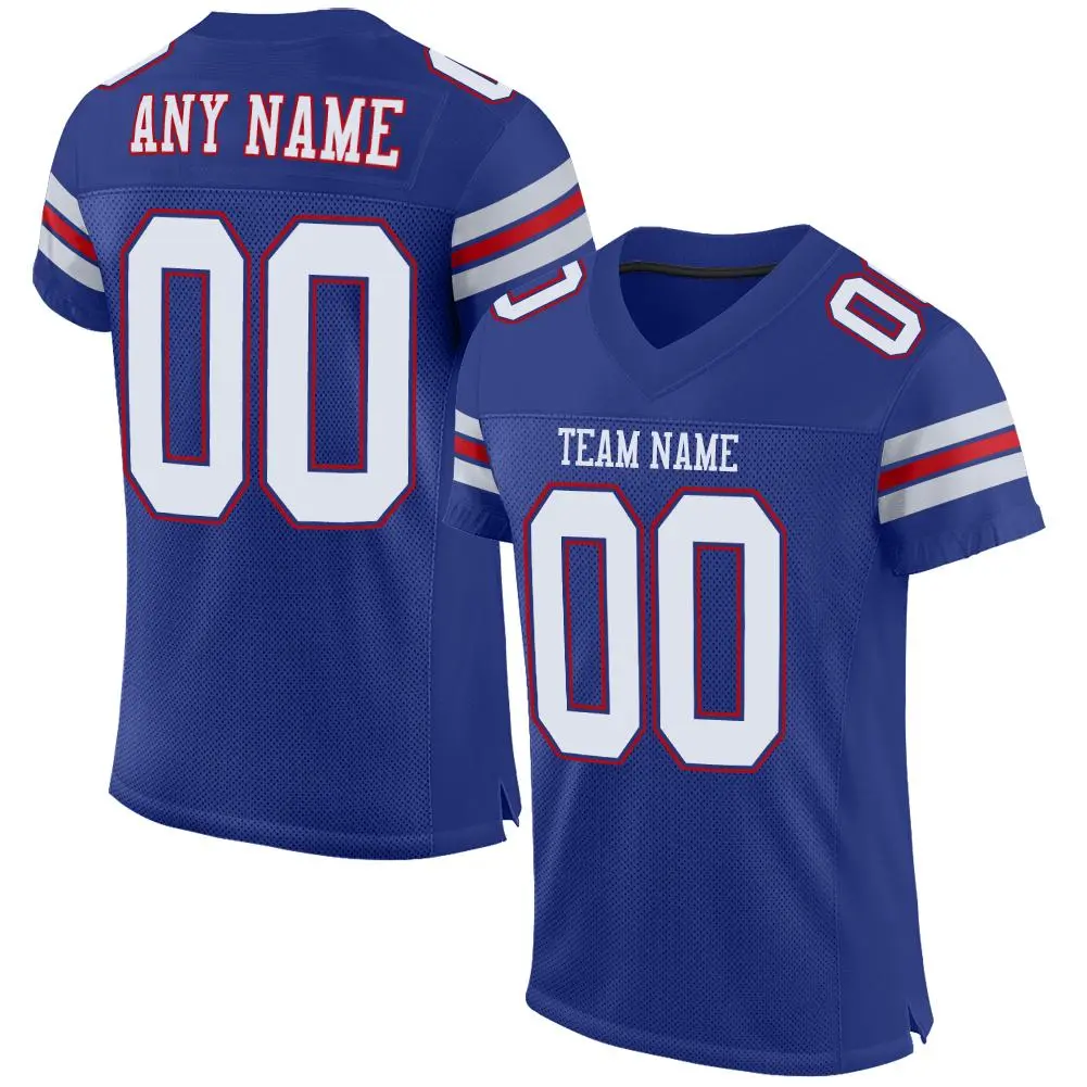 Royal White-Red Classic Style Mesh Authentic Football Jersey