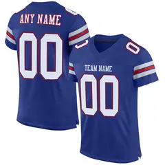 Royal White-Red Classic Style Mesh Authentic Football Jersey 1
