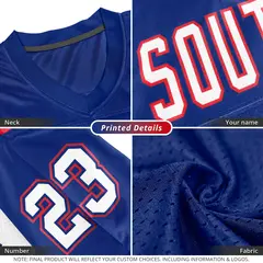 Royal White-Red Classic Style Mesh Authentic Football Jersey 4