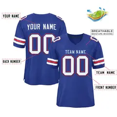Royal White-Red Classic Style Mesh Authentic Football Jersey 2