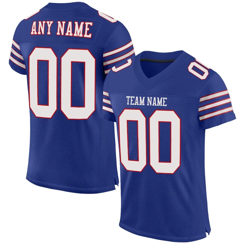 Royal White-Red Classic Style Mesh Authentic Football Jersey