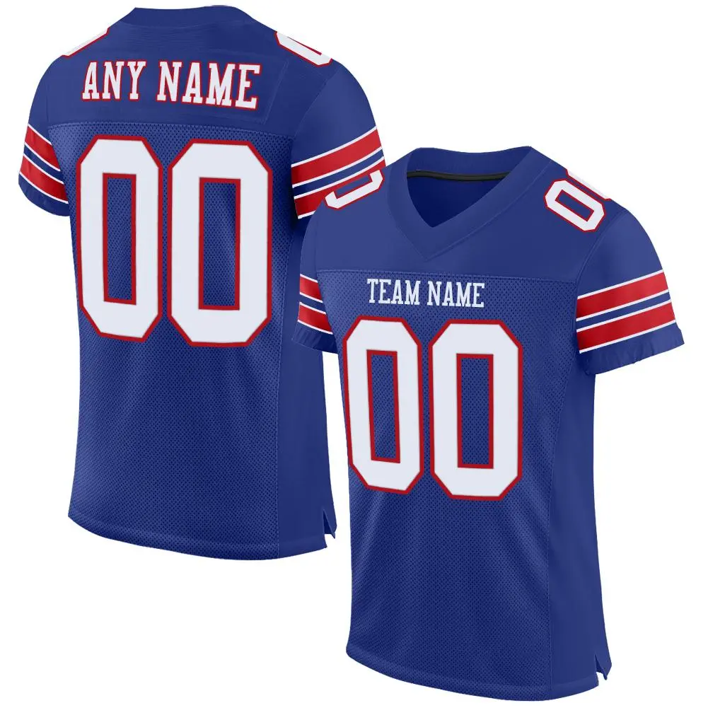 Royal White-Red Classic Style Mesh Authentic Football Jersey