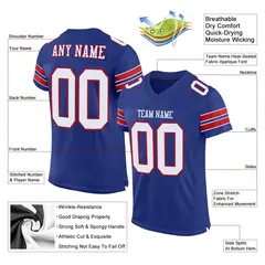 Royal White-Red Classic Style Mesh Authentic Football Jersey 2