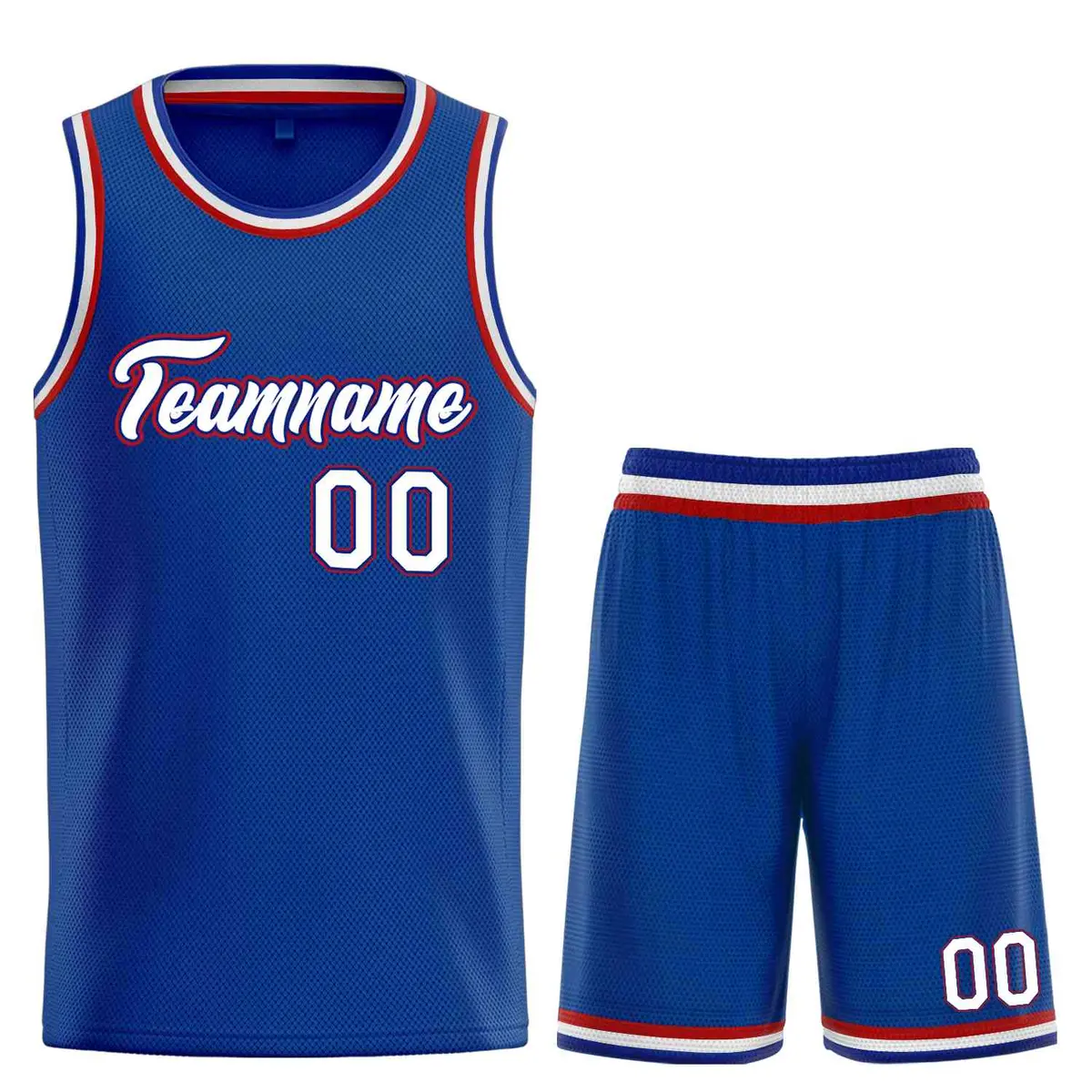 Royal White-Red Classic Team Basketball Jersey