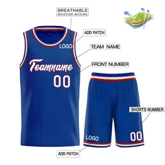 Royal White-Red Classic Team Basketball Jersey 3
