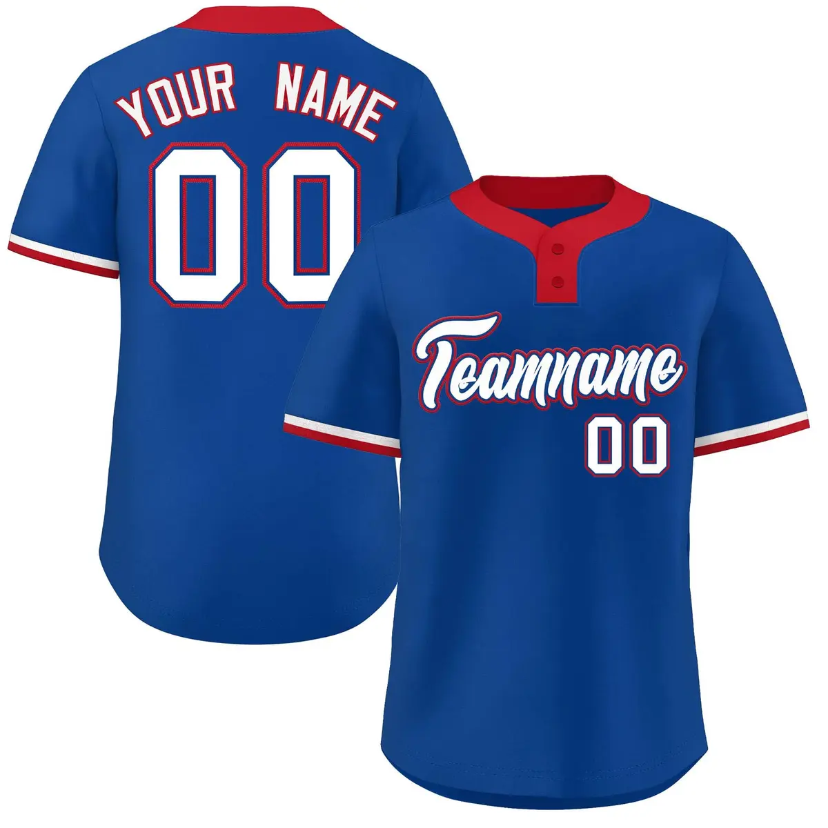 Royal White-Red Classic Two-Button Softball Jersey