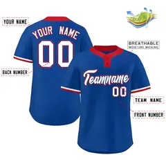 Royal White-Red Classic Two-Button Softball Jersey 2