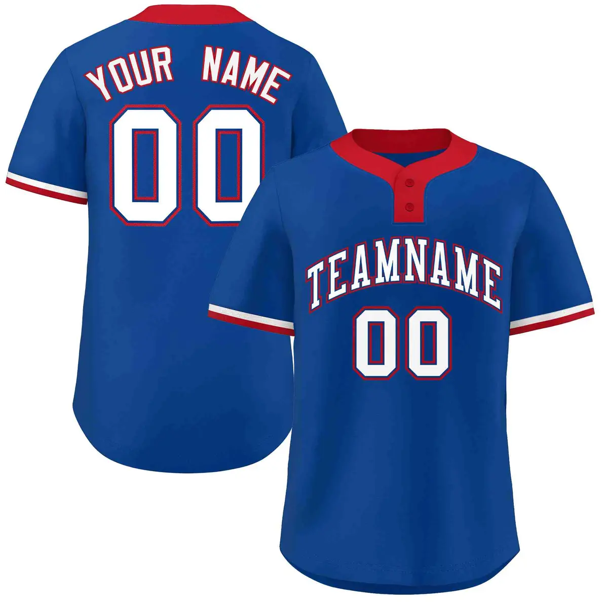 Royal White-Red Classic Two-Button Softball Jersey