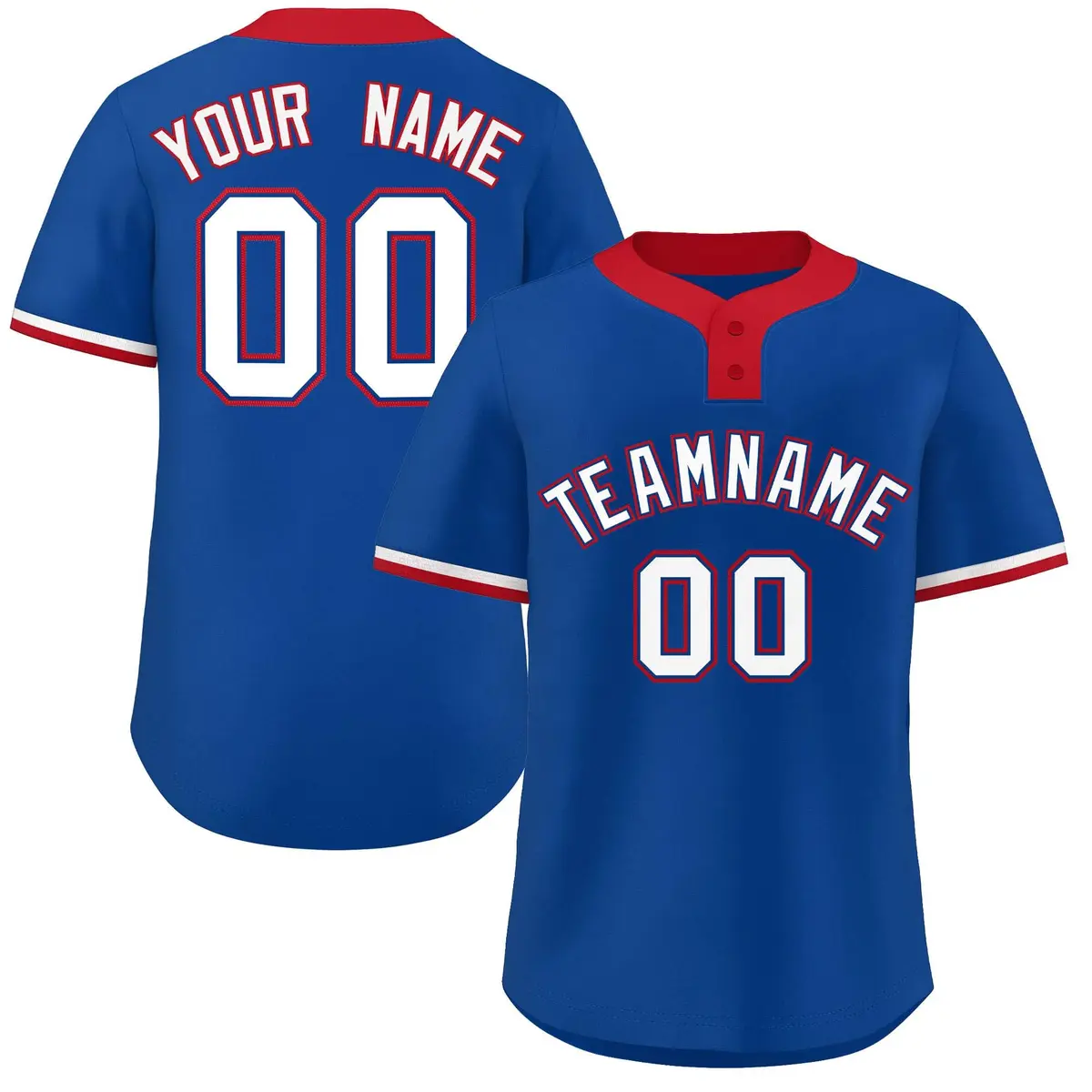 Royal White-Red Classic Two-Button Softball Jersey