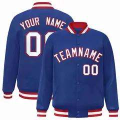 Royal White-Red Classic Varsity Full-Snap Letterman Jacket