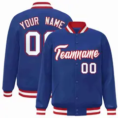 Royal White-Red Classic Varsity Full-Snap Letterman Jacket