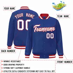 Royal White-Red Classic Varsity Full-Snap Letterman Jacket 2