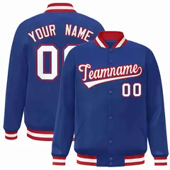 Royal White-Red Classic Varsity Full-Snap Letterman Jacket