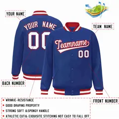 Royal White-Red Classic Varsity Full-Snap Letterman Jacket 2