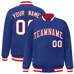 Royal White-Red Classic Varsity Full-Snap Letterman Jacket
