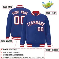 Royal White-Red Classic Varsity Full-Snap Letterman Jacket 2