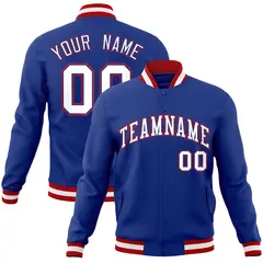 Royal White-Red Classic Varsity Full-Snap Letterman Jacket
