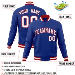 Royal White-Red Classic Varsity Full-Snap Letterman Jacket 4