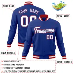 Royal White-Red Classic Varsity Full-Snap Letterman Jacket 4