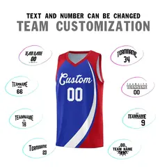 Royal White-Red Color Block Sports Basketball Jersey 3