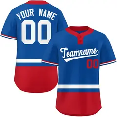 Royal White-Red Color Block Two-Button Softball Jersey