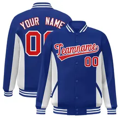 Royal White-Red Color Block Varsity Letterman Baseball Jacket 1