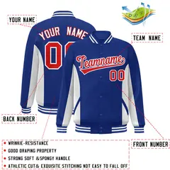 Royal White-Red Color Block Varsity Letterman Baseball Jacket 2