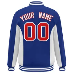 Royal White-Red Color Block Varsity Letterman Baseball Jacket 4