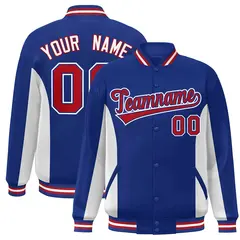 Royal White-Red Color Block Varsity Letterman Baseball Jacket 1